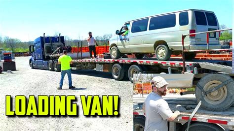 Loading Van on top of Step-Deck Trailer! Ramps Broke down and …