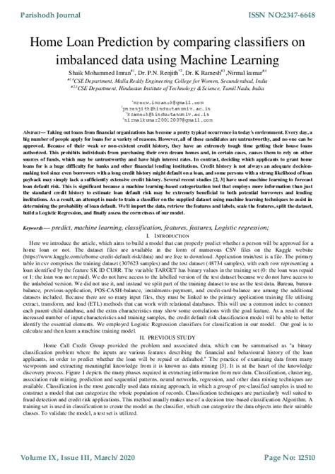 Loan prediction using machine learning.  A key issue is the imbalanced...