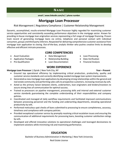 Loan processor biography examples