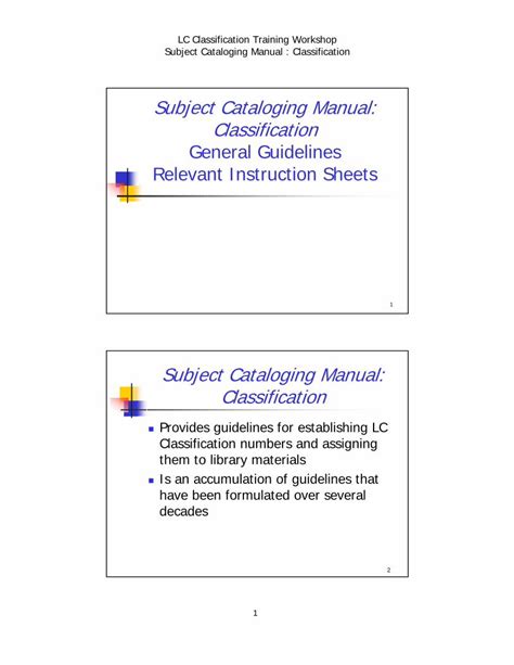 Loc Subject Cataloging Manual General Cataloging Procedures