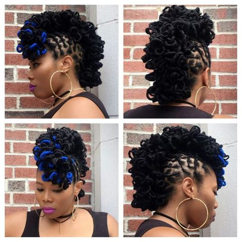 Whether you opt for simple straight-back braids or an intricate design, cornrows and dreadlocks give you the best of both worlds. 15. Short locs. 16. Pigtail locs. Photo source: Shabria Redmond, a locs pro in Atlanta, GA. If you’re looking for a true standout style, ponytails and man buns aren’t going to cut it.. 