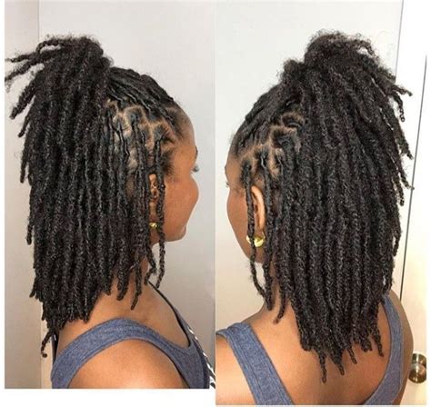 Classic Pineapple. If you have locs, the "pineapple" is a staple style. This high-top ponytail is fitting for casual outings and special occasions. If your locs are too short for this sky-high updo, remix the style into a half-up, half-down look. 08 of 16.. Loc styles for medium length locs