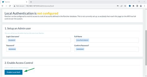 Local Authentication Rancher Manager