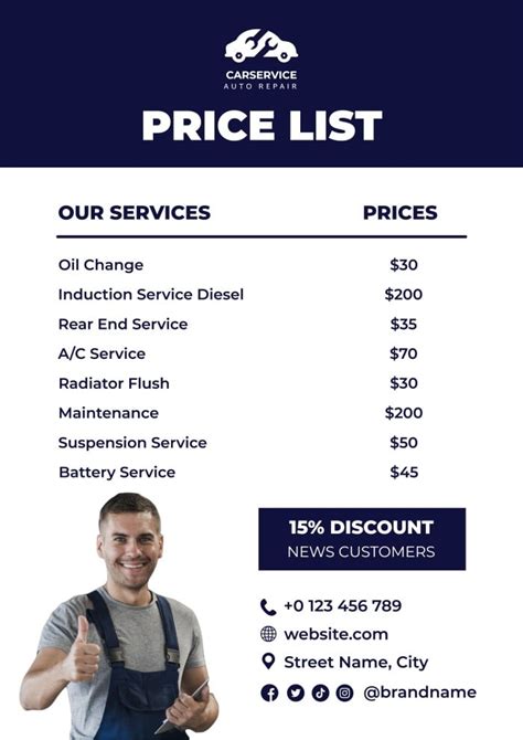 Local Prices Shoebury Vehicle Services Pricelist