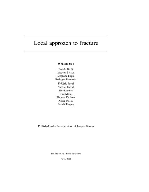 Local approach to fracture an introduction. - Handbook of survey methodology for the social sciences.