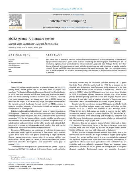 Local literature about moba games.  Abstract This article aims to perf...