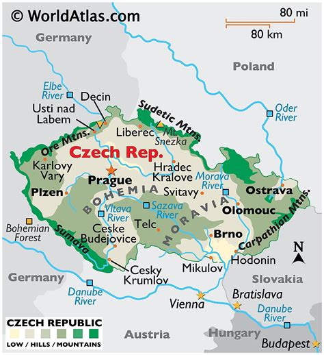 Location, size, and extent - Czech Republic - located, area