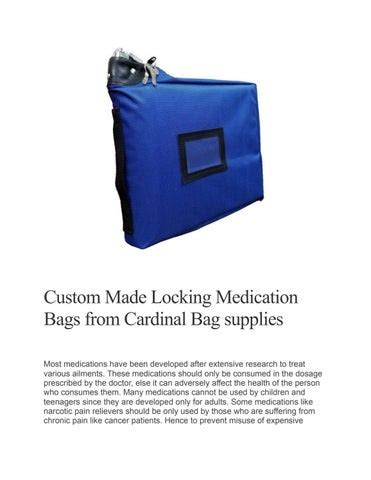 Locking Medication Bag - Cardinal Bag Supplies