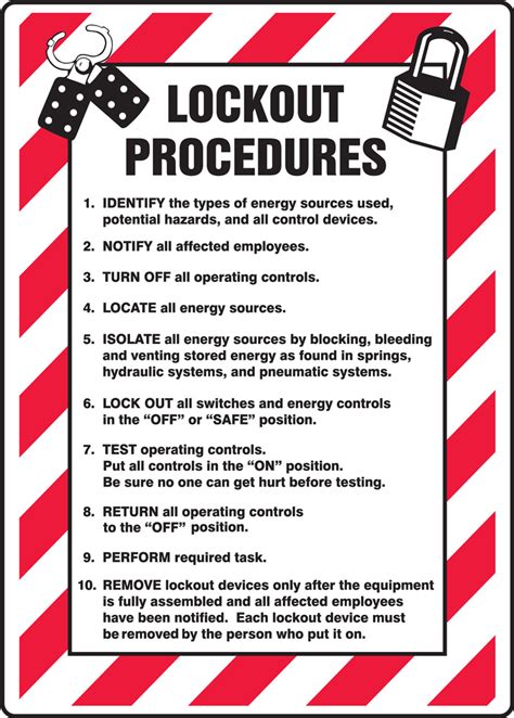 Lockout Procedures List Lockout/Tagout Sign MLKT505