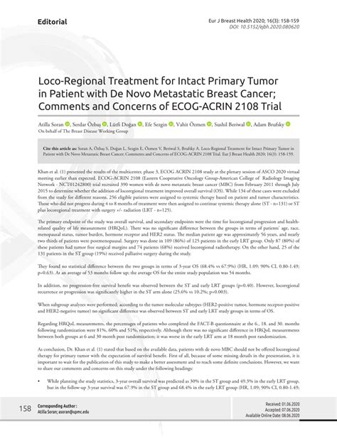 Loco-Regional Treatment of the Primary Tumor in De Novo …