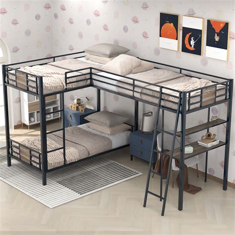 Shop Similar at WAYFAIR Up to 70% OFF Every Day at Wayfair; Shop Similar at AMAZON + more info 9 + zoom photo L-Shaped Twin Bunk Bed. Mason & Marbles. ... L-Shaped Twin over Full Bunk Bed and Twin Size Loft Bed with Desk. Harriet Bee. Perfect For: Maximizing space in shared children's bedrooms..