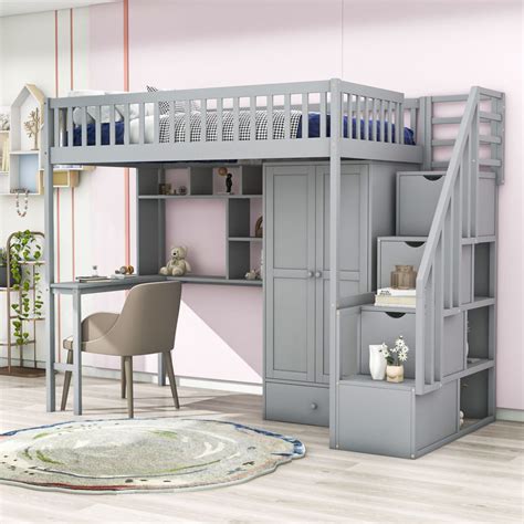 Traditional Wood Slat Loft Bed with Integrated Desk & Ladder. by Flash Furniture. From $235.99 $575.00. ( 71) Fast Delivery. FREE Shipping. Get it by Mon. Oct 23.. Loft bed with desk wayfair