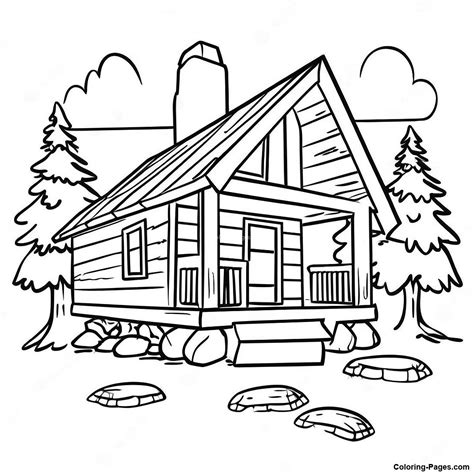 Log Cabin Coloring Pages