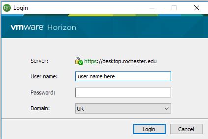 Log In with Horizon Client University IT