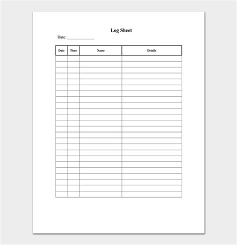 Log Sheet Template 22+ (Word, Excel & PDF Format)
