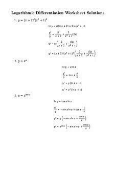 Logarithmic Differentiation Worksheet