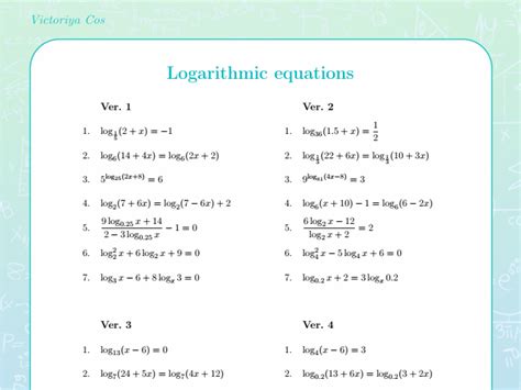 Logarithmic Equations Kuta