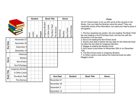 Logic Grid Puzzles Printable