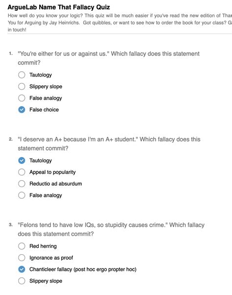 Logical Fallacies Quiz With Answers