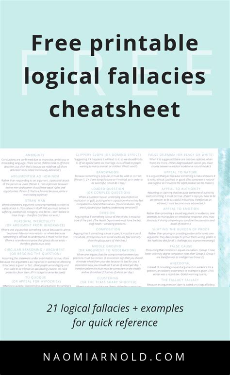 Logical fallacies worksheet PDF Fallacy Argument