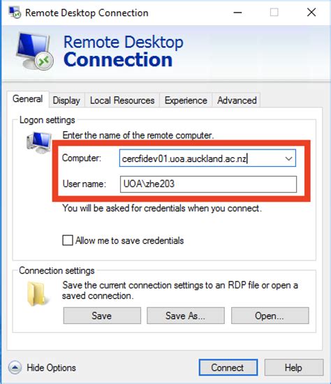Login with a remote desktop client