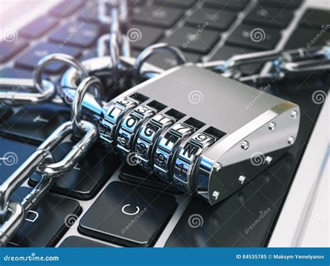 Login. Computer Security or Safety Concept. Laptop Keyboard with Stock Illustration