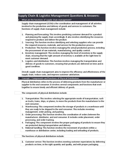 Logistics Engineering And Management Answers Pdf