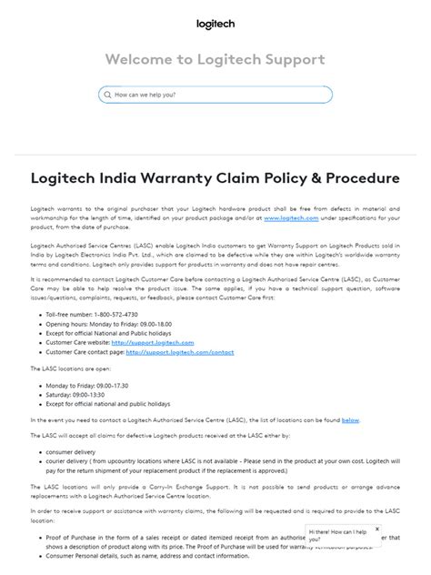 Logitech India Warranty Claim Policy & Procedure - Download