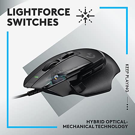 Logitech mouse g502.  G502 X also introduces hybrid optical-mechanical LIGHTFORCE switches f...