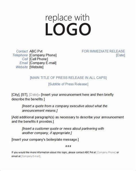 Logo Release form Template in 2020 Press release template