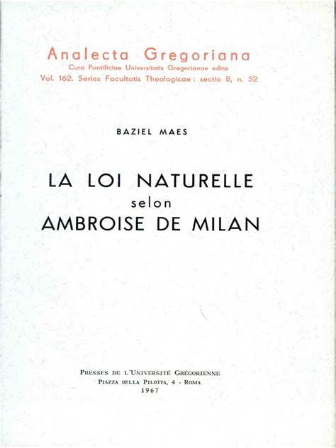Loi naturelle selon ambroise de milan. - Expecting adam by martha beck l summary study guide.