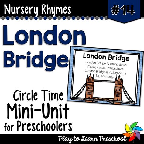 London bridge nursery. Origin and background. This nursery rhyme refers to the historic bridge that connects the City of London and Southwark. At this location there has been a bridge since more than 2000 years, first built of wood by the Romans, about the year 50 BC. 