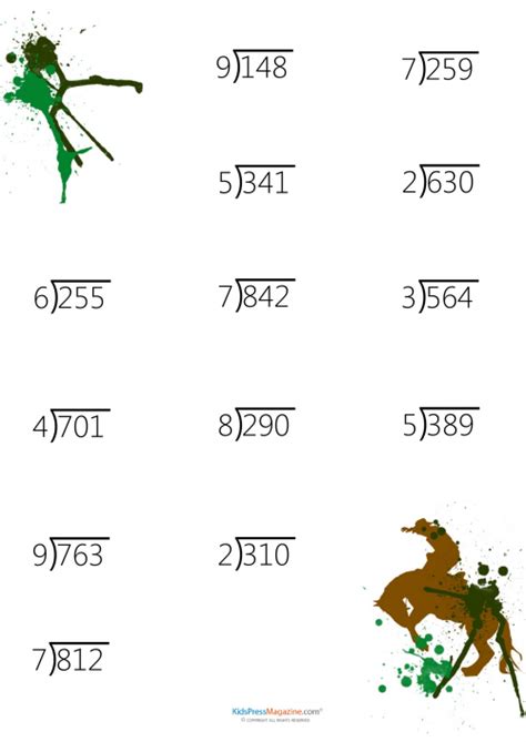 Long Division OneDigit Divisor and a ThreeDigit Dividend with a