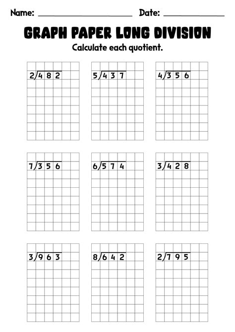 Long Division Worksheet With Grid