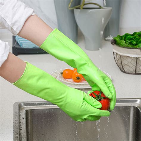 Long Rubber Warm Gloves Kitchen Dish Washing Cleaning Tool