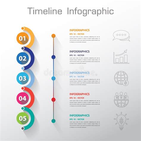 Long Shadow Design Clean Number Timeline Template/graphic or Web Stock