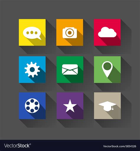 Long Shadow Flat Icons Design Set Great Icon Design