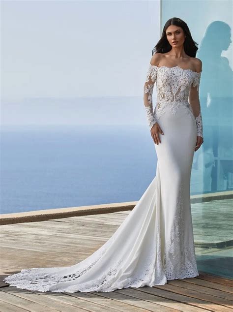 Long-sleeved Mermaid Wedding Dress In Crepe With …