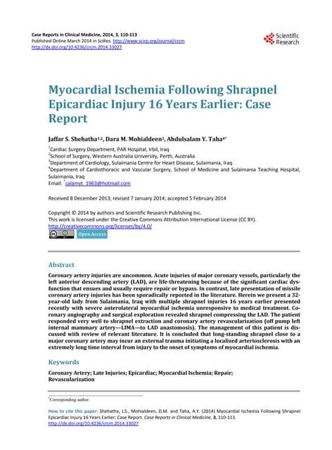 Long-term effects of pulmonary shrapnel injury. Report of a case …