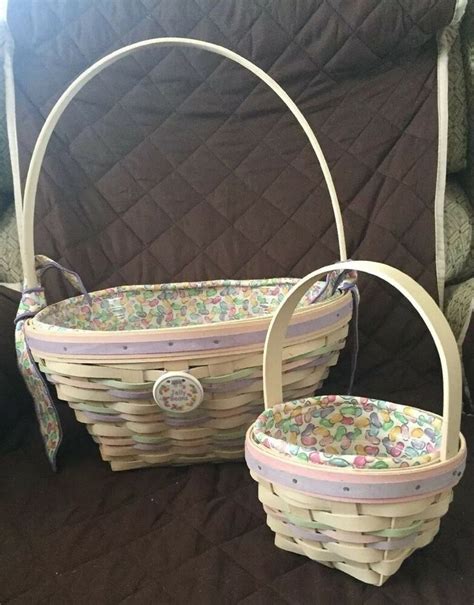 See original listing. Longaberger Easter Basket Handmade Basket In The USA 2010. Photos not available for this variation. Condition: Used. Ended: Mar 26, 2023 , 1:26PM. Price: US $55.00.. 