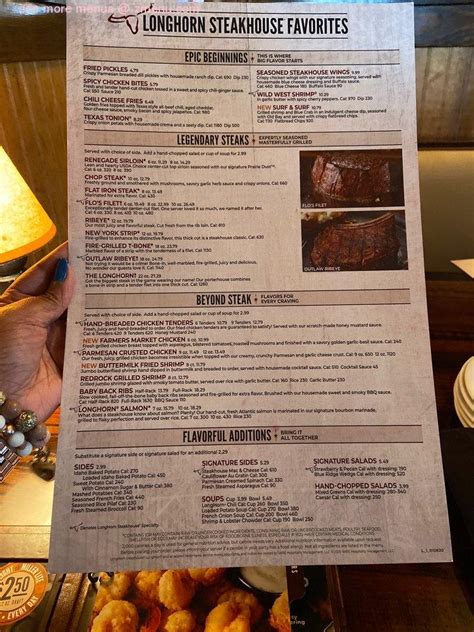 The actual menu of the LongHorn Steakhouse. P