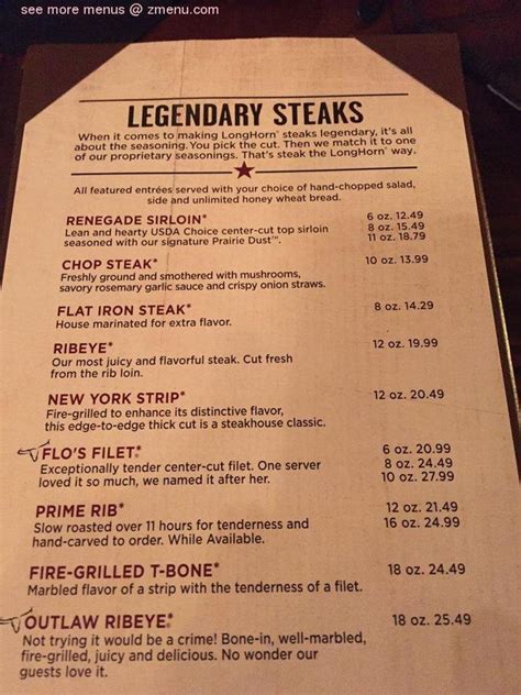 Longhorn steakhouse mechanicsburg menu. 14056 Thunderbolt Place. Chantilly, VA 20151. (703) 481-5544. Estimated Wait Time: No Wait. Join Waitlist. Email Restaurant Info. Add to Favorites. 
