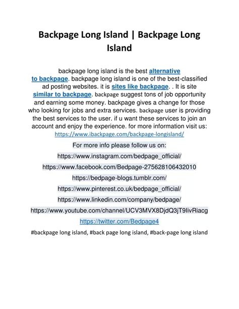 Longislandbackpage - What's the verdict? Does it lead to a 3 some? I have not experienced the 4 Hands Massage yet. For those that are unfamiliar with it,; it's when two gi ...