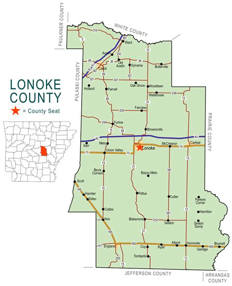 Lonoke County, Arkansas – Townships Map – shown on Google …