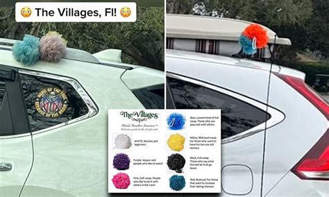 Loofah on antenna. In a comment on this post, they argued that a loofah on a car is simply to help the Villagers find their cars in busy parking lots. “I have worked in The Villages for over 3 years, and this is a ... 