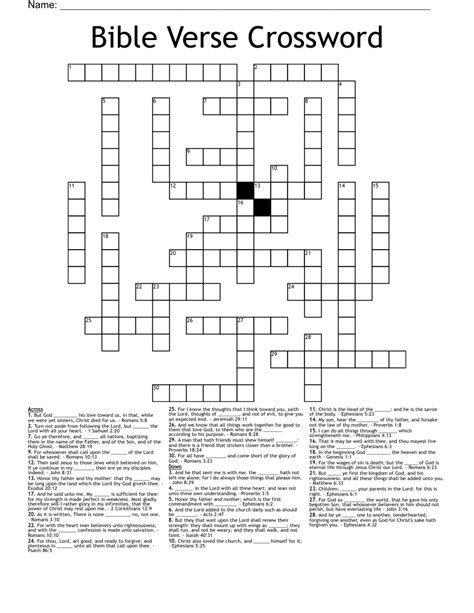 Look at in the bible crossword clue. We found 5 answers for the crossword clue Book of the bible. If you haven't solved the crossword clue Book of the bible yet try to search our Crossword Dictionary by entering the letters you already know! (Enter a dot for each missing letters, e.g. “P.ZZ..” will find “PUZZLE”.) Also look at the related clues for crossword clues with ... 