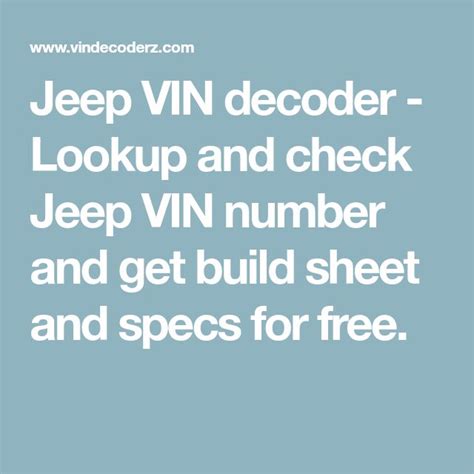 Lookup Jeep DJ5 VIN and Get History with Specs - Vindecoderz