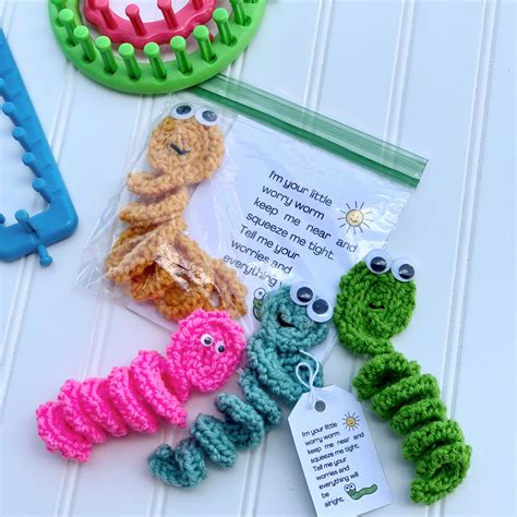 Loom Knitting Pattern Worry Worm Poem Project Cards and Tags Etsy UK