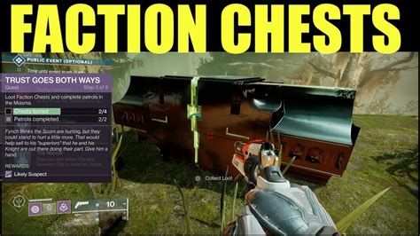 Loot faction chests miasma. Faction chests. To find these faction chests you can get help from Ghost mod. In the game, you will have “Treasure Hunter” ( that is 4 Ghost mo). With the help of these, you can fill the slots for the Ghost’s energy. You can search for the faction chests within a 50 meters radius with the help of this. You can also find these chests in many places if you … 
