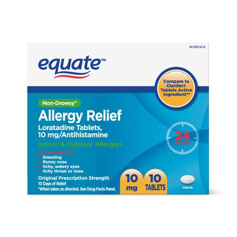 Generic Claritin - Loratadine (10mg) - 100 Tablets. 36. Save with. Shipping, arrives in 2 days. OHM Loratadine USP 10mg Antihistamine 24Hr Allergy Relief Compare to Claritin, 100ct. 8. Free shipping, arrives in 3+ days. 1. Shop for Loratadine Over-the-Counter Medicines in Medicine Cabinet at Walmart and save.